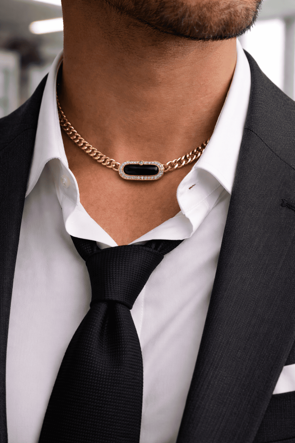 RareCult Onyx 18K Gold Plated Cuban Chain